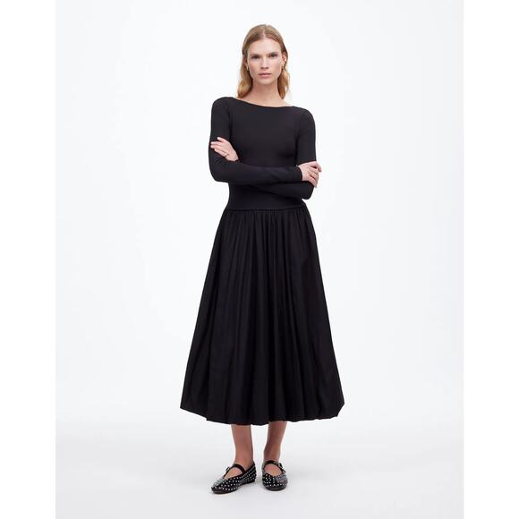 Madewell Bubble Hem Long Sleeve Midi Dress NWT - Picture 1 of 8